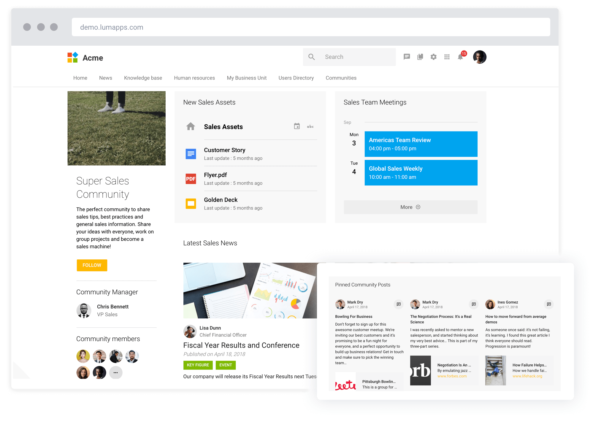 employee communities in Google based intranet 