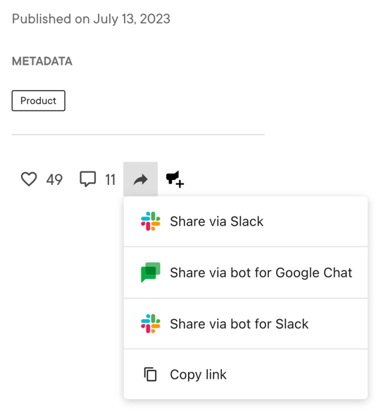 LumApps integrates with Slack so you can quickly send messages to coworkers from the intranet