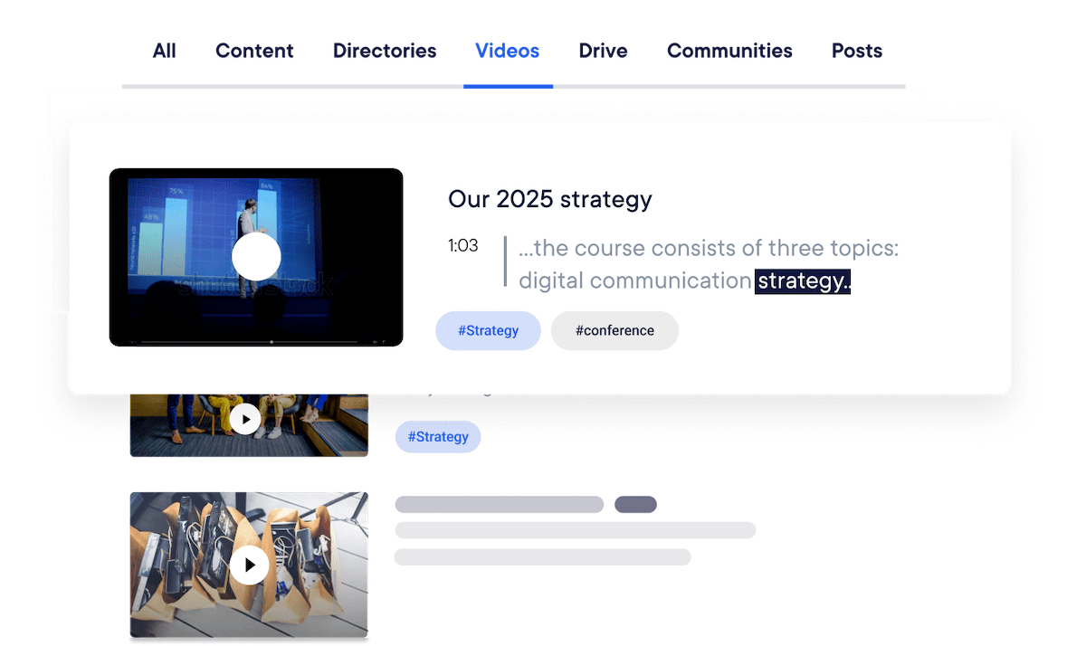 Video Strategy - LumApps Product screen shot